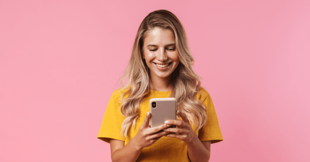 woman looking at her social media account